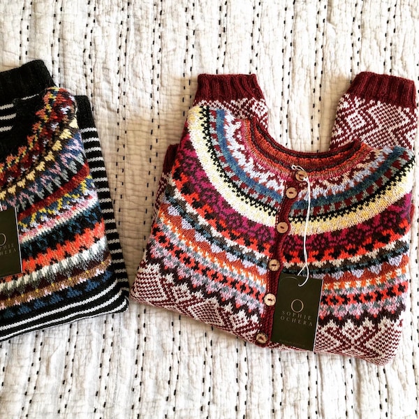 Fair Isle Yoke Cardigan for Women