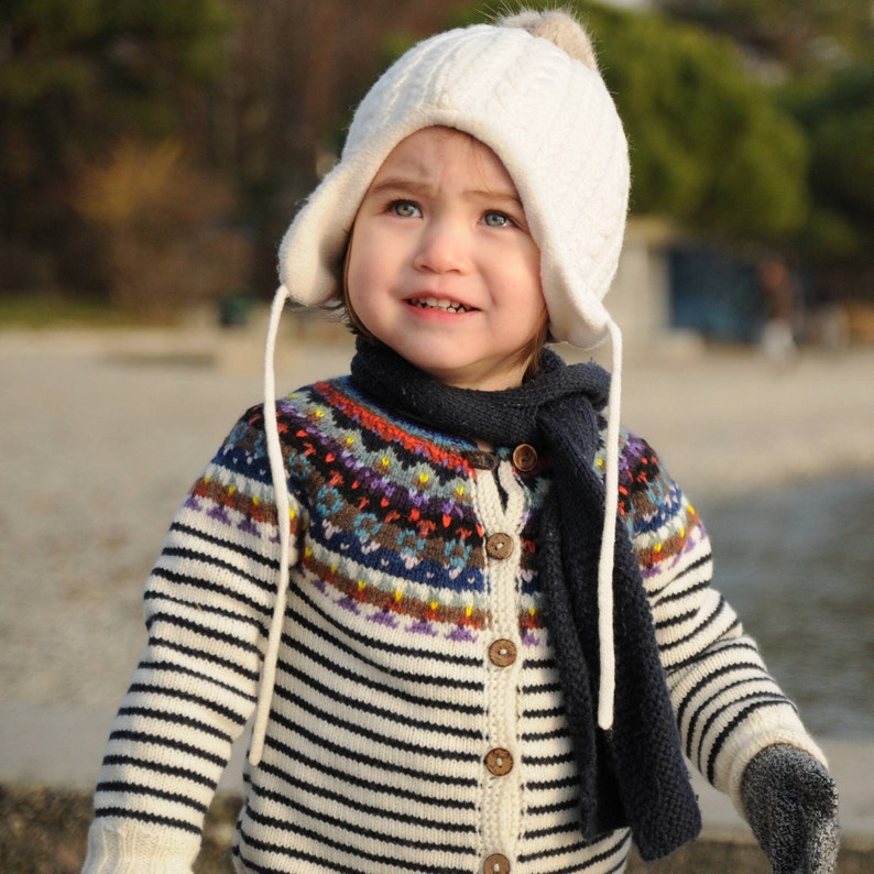 Marinière Striped Cardigan with Fair isle Yoke image 1