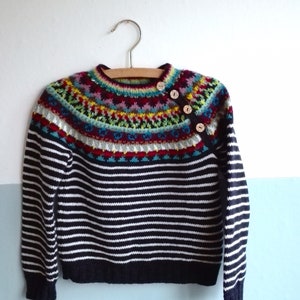 Navy Striped Sweater with Fair isle Yoke image 8