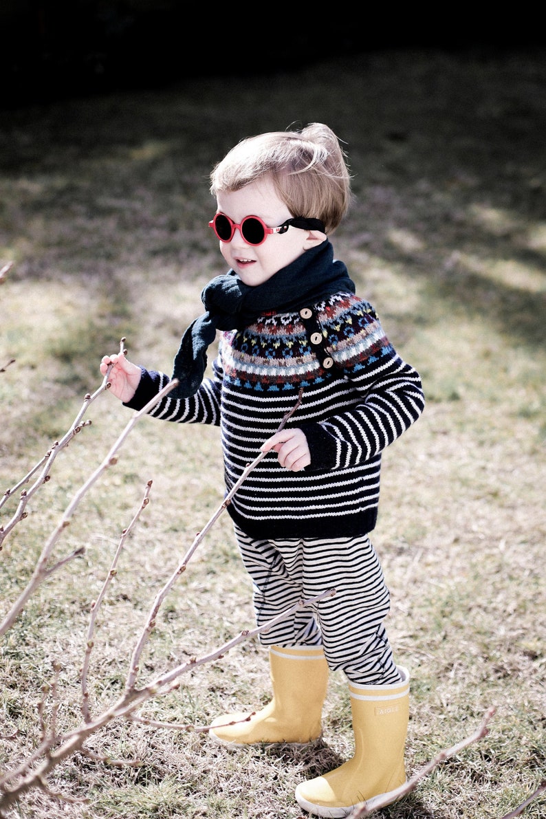 Navy Striped Sweater with Fair isle Yoke image 3