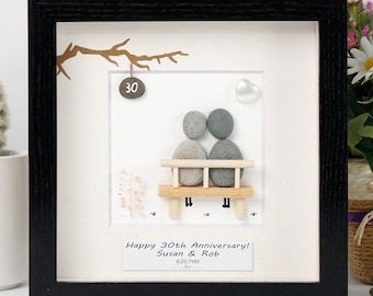 Personalized 30th Anniversary Pebble Art, Framed Couple Gift for, Celebrating 30 Years Together, Perfect Keepsake for 30 Years of Love