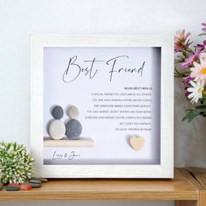 Personalized Pebble Art Gift for Best Friend, Unique Birthday Present, Pebble Picture Gift for Friend, Best Friend Birthday Gift