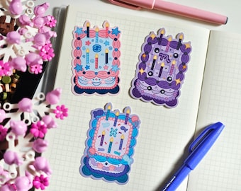 Zodiac Cake Cancer Scorpio Pisces Sticker | Cute Aesthetic Water Sign Waterproof Vinyl Sticker