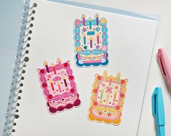 Zodiac Cake Aquarius Gemini Libra Sticker | Cute Aesthetic Air Sign Waterproof Vinyl Sticker