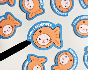 I Don’t Remember Goldfish Cat Sticker | Silly Cat Waterproof Vinyl Sticker
