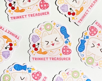 Trinket Treasurer Cat Sticker | Cute Funny Trendy Kitty Waterproof Vinyl Sticker