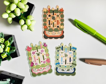 Zodiac Cake Capricorn Taurus Virgo Sticker | Cute Aesthetic Earth Sign Waterproof Vinyl Sticker