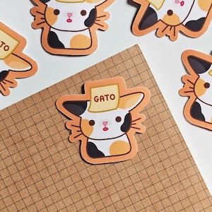 Adesivo per gatti Gato?? / Adesivo in vinile impermeabile con note adesive divertenti per gatti