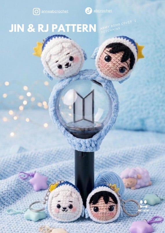 Jin RJ Army Bomb Cover Crochet Pattern | BTS Amigurumi PDF