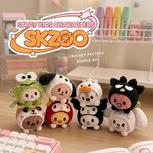 Stray Kids SKZOO Inspired Crochet Pattern Bundle | 8-in-1 Amigurumi PDF | SKZ K-Pop Kawaii Character Keychain Pattern | English