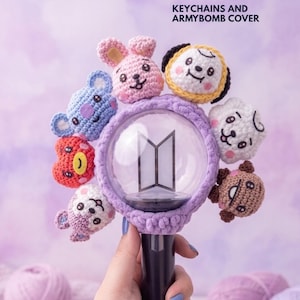 Amigurumi Pattern Mini BT21 Keychain for Army Bomb Lightstick | Handmade yarn Keyring | BTS K-pop Fanmade