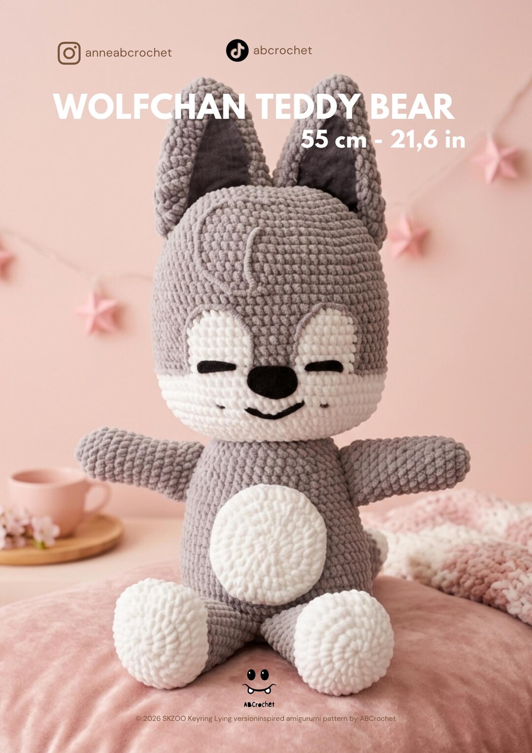 Wolfie Stray Kids Teddy Bear Crochet Pattern PDF | SKZ Inspired