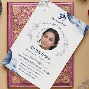 Indian Gujarati Funeral Invitation Template | Indian Memorial Service Program (Digital Download)