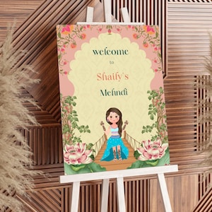 Mehndi Welcome Sign, Indian Wedding Decor, Indian Mehndi Event, Desi Event Sign, Digital Download, Editable Template, Mehndi Sign Event