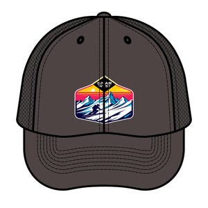 Trucker Hat, Vintage Ski Logo Baseball Cap, Retro Snapback, Skiing Dad Gift, Winter Sports Dad Hat