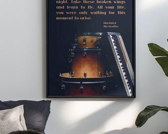 Custom Song Lyrics Wall Art, Drum, Keyboard, Music Print (Digital Download)