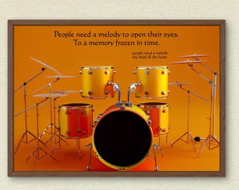 Custom Drum Set Song Lyrics Wall Art, Music Gift (Digital Download), Music Inspired Prints, Music Quote Print