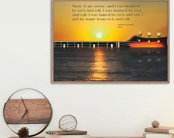 Custom Song Lyrics Guitar Sunrise Wall Art Print