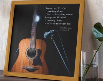 Custom Song Lyric Print, Guitar Art, Personalized Music Gift (Digital Print)