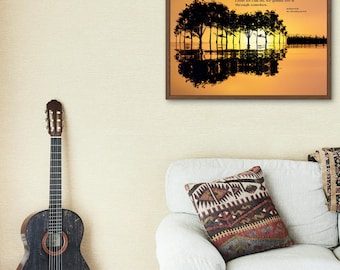 Custom Song Lyric Guitar Art Print, Nature Decor (Digital Print)