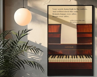 Song Lyrics Wall Art, Piano, Photography, Choose the Lyrics, Song & Artist, Customizable, Music Lovers, Gift, Home Decor, Musical Instrument