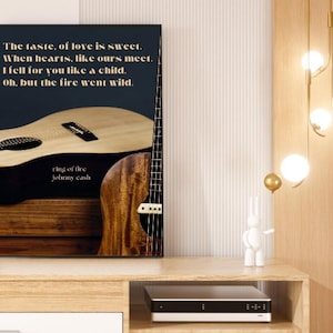Song Lyrics Wall Art, Acoustic Guitar, Photography, Choose Lyrics, Song & Artist, Music Lovers, Music Gift, Home Decor, Customizable, Unique