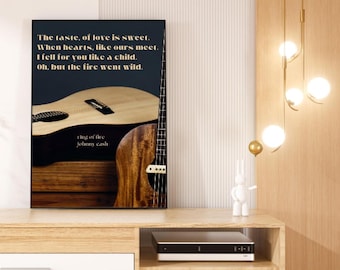 Custom Song Lyrics Wall Art, Acoustic Guitar Print (Digital Download)