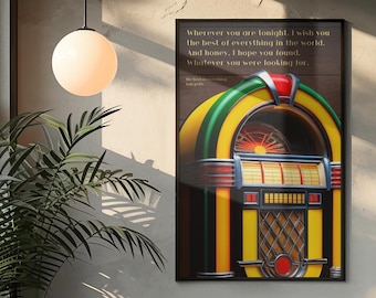Custom Song Lyrics Jukebox Art Print, Personalized Music Gift (Digital Download)