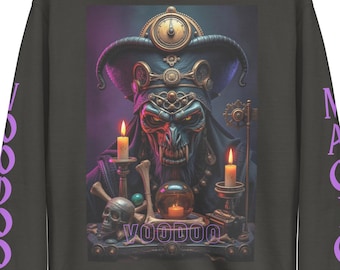 Sudadera con capucha Voodoo espectral, sudadera oscura oculta, sudadera con capucha Loa Spirit, ropa urbana gótica, ropa ritual esotéric