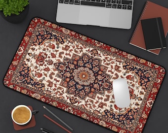 Persian Rug Desk Mat: Large Non-Slip Mouse Pad, Home Office Decor