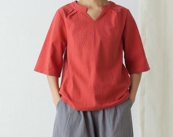 Zomer katoenen blouse Korte mouwen Tops casual losse tops linnen T-shirts tops lente plus blouses boho tops op maat gemaakte plus size kleding
