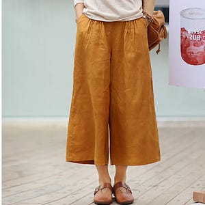 Pantalones de mujer con cintura elástica de algodón, holgados, de lino, con bolsillos laterales, de primavera, de verano, suaves, para el hogar, personalizados, tallas grandes