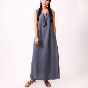 Summer Cotton Dress Soft Casual Loose Dress Sleeveless Dress Ties Waist Custom Large Size Clothing Linen Sundress Tailored Plus Size Dress