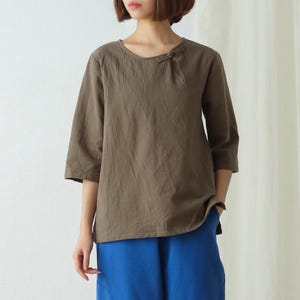 Summer cotton blouse 3/4 sleeves Tops casual loose tops linen t-shirts tops spring plus blouses boho tops customized plus size clothing