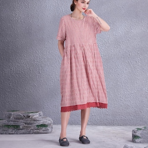Clearance Summer Cotton Dress Short Sleeves Casual Loose Soft Dresses
