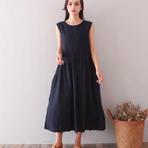 Clearance Summer Cotton Dress Sleeveless Casual Loose Soft Dresses Sundress