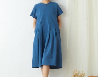 Dames zomer katoenen jurk zacht casual losse slanke a-lijn jurk korte mouwen jurk custom jurk grote maten kleding linnen plus size jurk