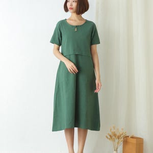 Women's Summer Cotton Dress Soft Casual Loose A-line Dress Short Sleeves Dress Custom Dress Large Size Clothing Loose Plus Size Dress