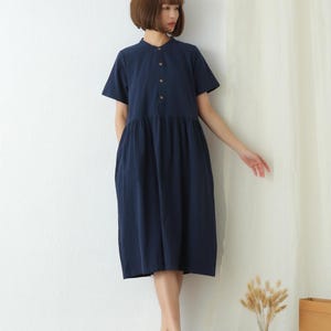Women&#39;s Summer Cotton Dress Soft Casual Loose Slim A-line Dress Short Sleeves Dress Custom Dress Large Size Clothing Linen Plus Size Dress