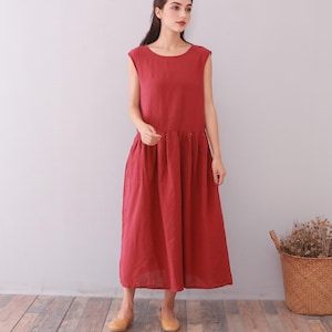 Clearance Summer Cotton Dress Sleeveless Casual Loose Soft Dresses Sundress
