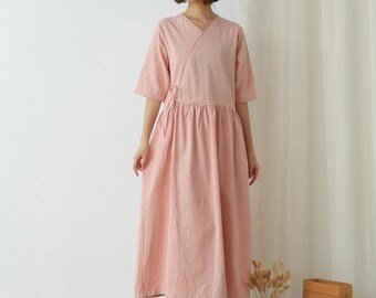Women's Summer Cotton Dress Soft Casual Loose A-line Dress Half Sleeves Dress Custom Dress Large Size Clothing Loose Plus Size Dress
