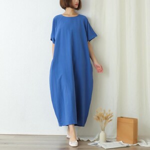 Women&#39;s Summer Cotton Dress Soft Casual Loose Slim A-line Dress Short Sleeves Dress Custom Dress Large Size Clothing Linen Plus Size Dress