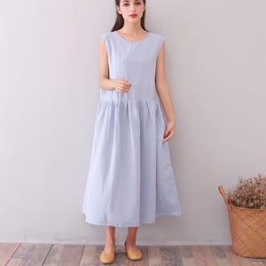 Clearance Summer Cotton Dress Sleeveless Casual Loose Soft Dresses Sundress