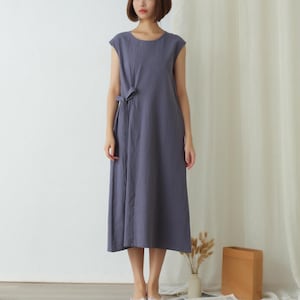 Women&#39;s Summer Tie Dress Cotton Dress Soft Casual Loose A-line Dress Sleeveless Dress Custom Large Size Clothing Linen Plus Size Sundress