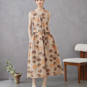 Printed Dress Summer Floral Cotton Soft Dress Sleeveless Midi Dresses Customize Plus Dress, Unique prints Personalized and Novel Dress