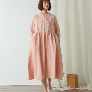 Women&#39;s Summer Cotton Dress Soft Casual Loose Slim A-line Dress 3/4  Sleeves Dress Custom Dress Large Size Clothing Linen Plus Size Dress