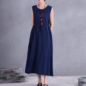 Clearance Summer Cotton Dress Sleeveless Casual Loose Soft Dresses Sundress