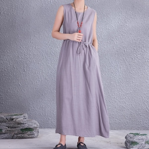 Clearance Summer Cotton Dress Sleeveless Casual Loose Soft Dresses Sundress