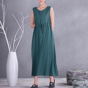 Clearance Summer Cotton Dress Sleeveless Casual Loose Soft Dresses Sundress