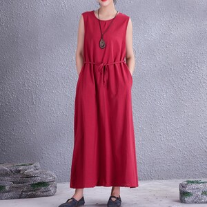 Clearance Summer Cotton Dress Sleeveless Casual Loose Soft Dresses Sundress